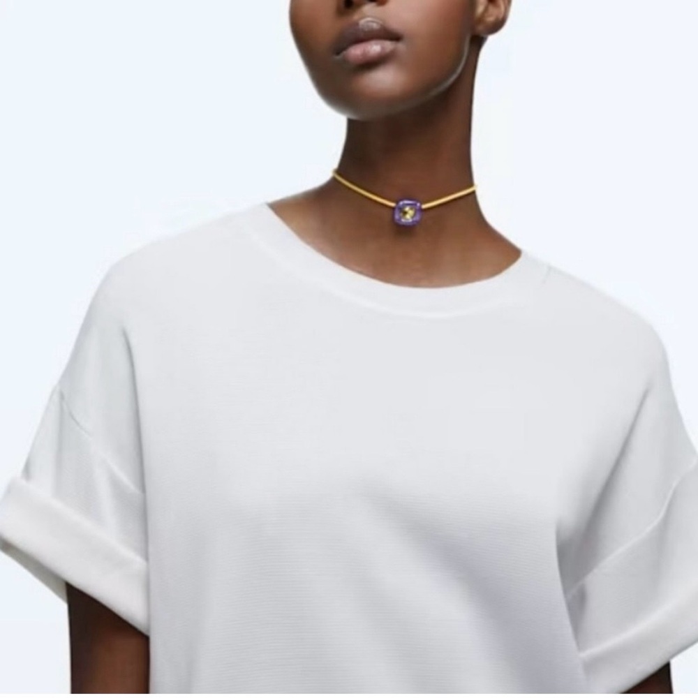 Swarovski Dulcis Choker Necklace with Purple Gem and yellow adjustable string - Picture 2 of 6